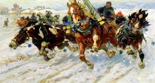 Troika 1917. Artist: Nikolai Samokish