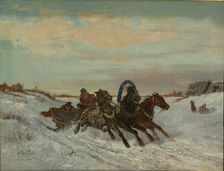 Troika on a Winter Road, End 1860s-Early 1870s. Artist: Sverchkov, Nikolai Yegorovich (1817-1898)