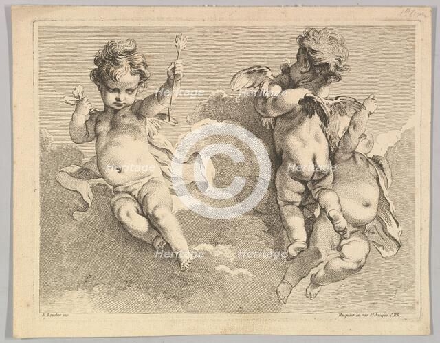 Trois Amours dont un tient une flèche (Three Loves, one of which holds an arrow), from Premier.... Creator: Pierre Alexandre Aveline.