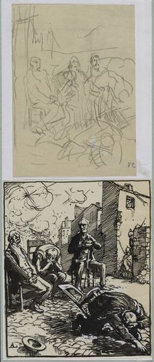 Trois otages assis, 1914. Creator: Auguste Louis Lepère (French, 1849-1918)