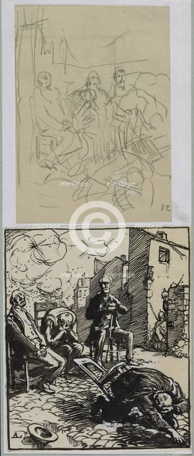 Trois otages assis, 1914. Creator: Auguste Louis Lepère (French, 1849-1918).