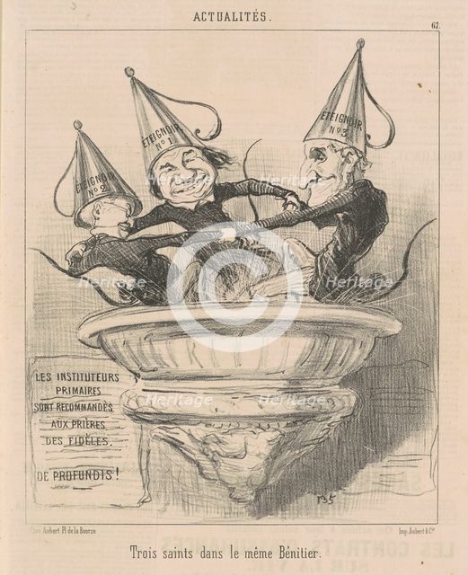Trois saints dans le même bénitier, 19th century. Creator: Honore Daumier.