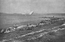 Trois Zeppelins detruits en trois jours. Le "L20" dans un fjord de Norvege; L'epave du..., 1916. Creator: Unknown