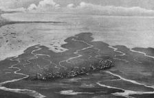 Trois Zeppelins detruits en trois jours. Le "LZ85" a l'embouchure du Vardar..., 1916. Creator: Unknown