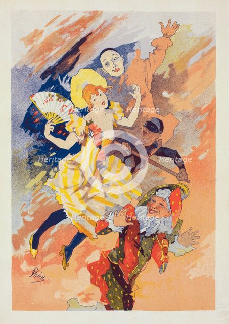 Troisième panneau sans texte : "La Pantomime"., c1900. Creator: Jules Cheret.