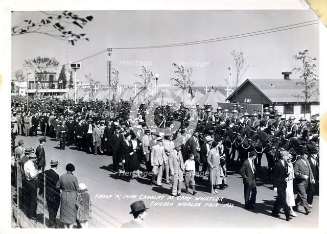 Troop A, 14th Cavalry, parading at the Chicago World's Fair, Illinois, USA, 1933. Artist: Unknown