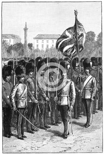 Trooping the Colour on the queen's birthday, St James's Park, London, 1900. Artist: Sydney Prior Hall