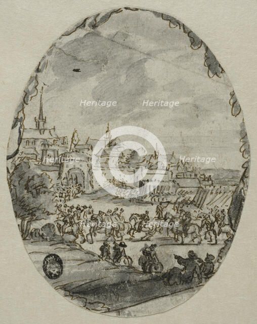 Troops march into a town. Creator: Romeyn de Hooghe.