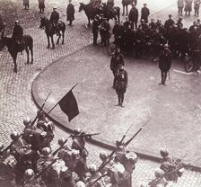 Troops marching, Aachen, Germany, c1914-c1918