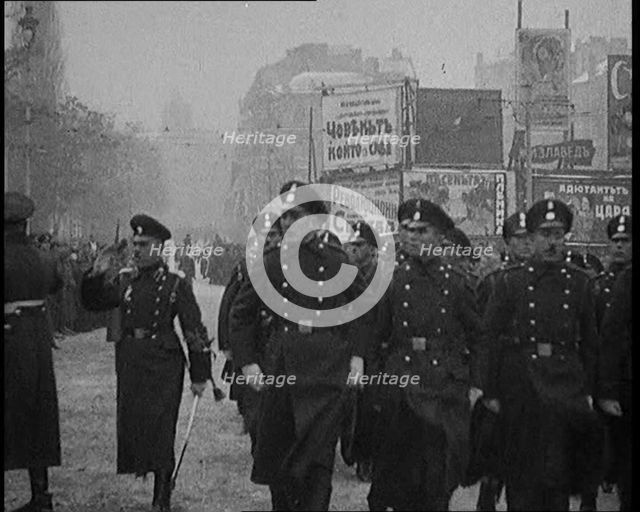 Troops Marching past Boris III King of Bulgaria and Saluting, 1929. Creator: British Pathe Ltd.