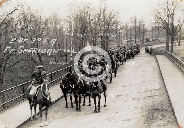 Troops of E Battalion, 3rd Field Artillery Regiment, Fort Sheridan, Illinois, USA, 1930. Artist: Unknown