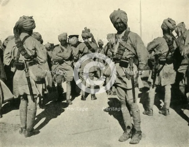 Troops of the Sirhind Brigade, Flanders, First World War, 1914, (c1920). Creator: Unknown.