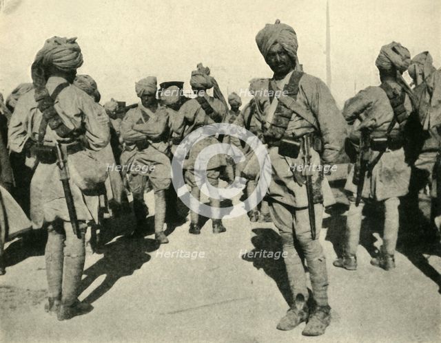 Troops of the Sirhind Brigade, Flanders, First World War, 1914, (c1920). Creator: Unknown.