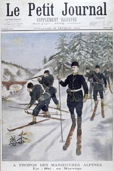 Troops on skis on alpine manoeuvres, Norway, 1902