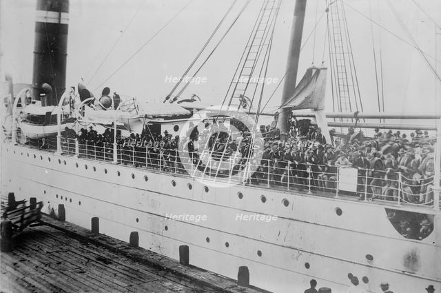 Troops on transport, Galveston, between c1910 and c1915. Creator: Bain News Service.