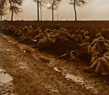 Troops by side of road, c1914-c1918