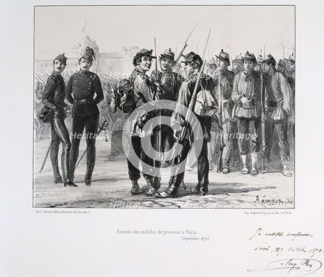 Troops from the provinces arriving in Paris before the Prussian siege, September 1870 (1871). Artist: Auguste Bry