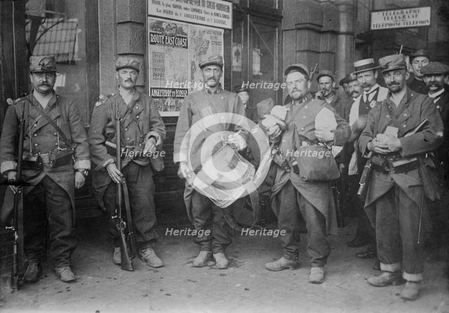 Troops in Tournai R.R. [i.e., railroad] station, between c1914 and c1915. Creator: Bain News Service.