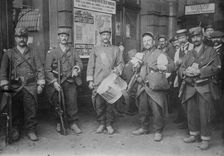Troops in Tournai R.R. [i.e., railroad] station, between c1914 and c1915. Creator: Bain News Service