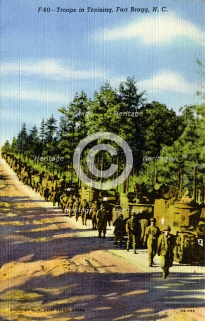 Troops in training, Fort Bragg, North Carolina, USA, 1945. Artist: US Army Signal Corps