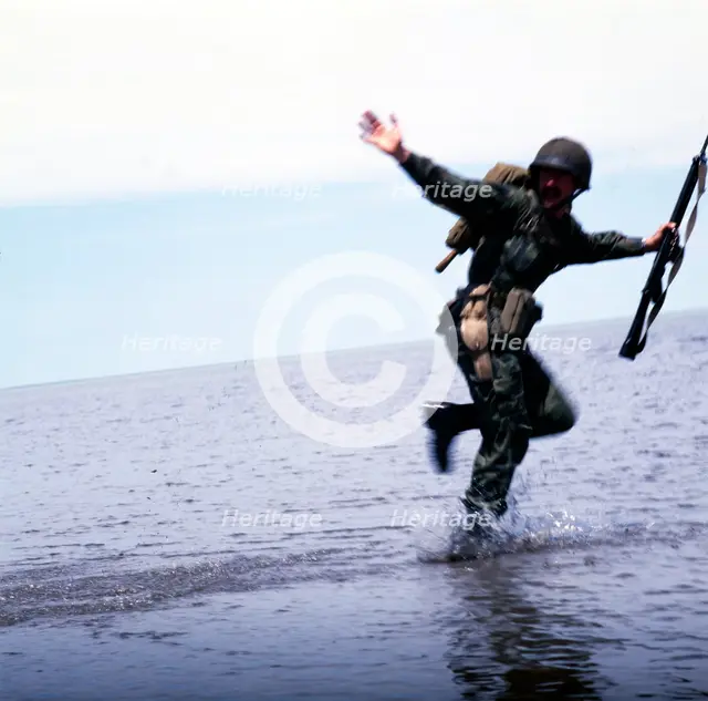 Troops landing, Falklands War, 1982. Creator: Luis Rosendo.