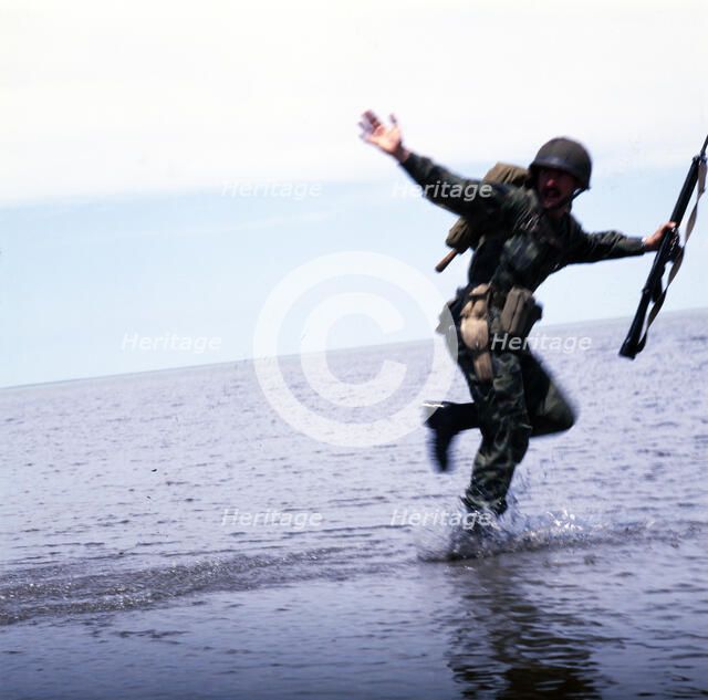Troops landing, Falklands War, 1982. Creator: Luis Rosendo.