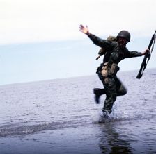 Troops landing, Falklands War, 1982. Creator: Luis Rosendo