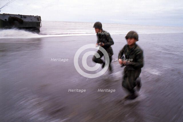 Troops landing, Falklands War, 1982. Creator: Luis Rosendo.