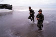 Troops landing, Falklands War, 1982. Creator: Luis Rosendo