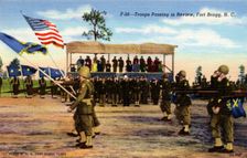 Troops passing in review, Fort Bragg, North Carolina, USA, 1945. Artist: US Army Signal Corps