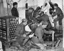 Troops working in one of the underground artillery towers, Maginot Line, Worls War 2, c1940