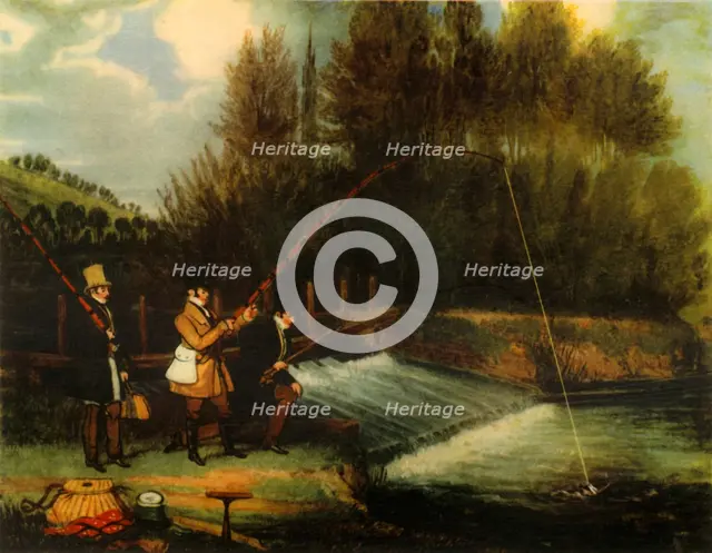 'Trolling for Pike in the River Lea', 1831, (1941).  Creator: James Pollard.