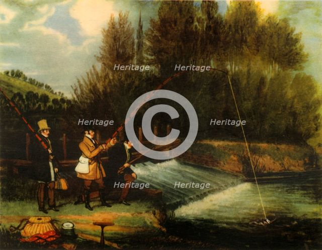 'Trolling for Pike in the River Lea', 1831, (1941).  Creator: James Pollard.