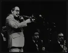Trombonist Don Lusher playing with the Ted Heath Orchestra. Creator: Denis Williams