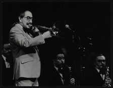 Trombonist Don Lusher playing with the Ted Heath Orchestra. Creator: Denis Williams