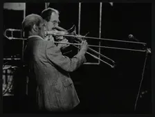 Trombonists Don Lusher and Vic Dickenson playing at the Capital Radio Jazz Festival. Creator: Denis Williams