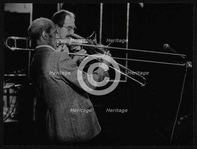 Trombonists Don Lusher and Vic Dickenson playing at the Capital Radio Jazz Festival. Artist: Denis Williams