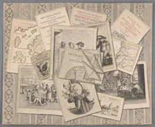 Trompe l'oeil with prints, maps and publications, in or after 1748. Creator: Anon