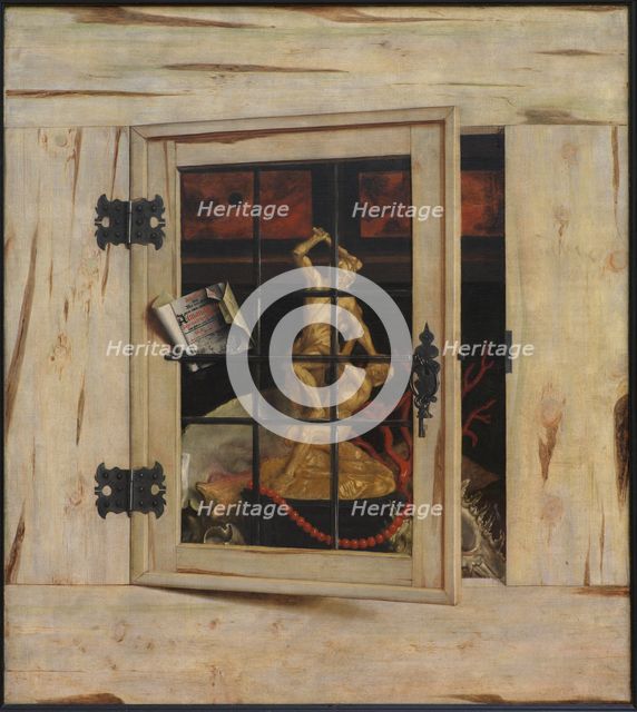 Trompe l'Oeil - an Open Cabinet with Works of Art, 1670. Creator: Cornelis Norbertus Gysbrechts.