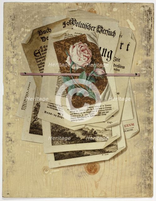 Trompe L'Oeil: Papers Pinned to Wall, 1735/65. Creator: Martin Cerulli.