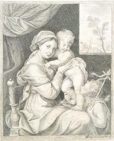 Trompe l'Oeil of a Framed Print of Mary with the Child;Virgin and Child, 1676-1695. Creator: Franz de Hamilton