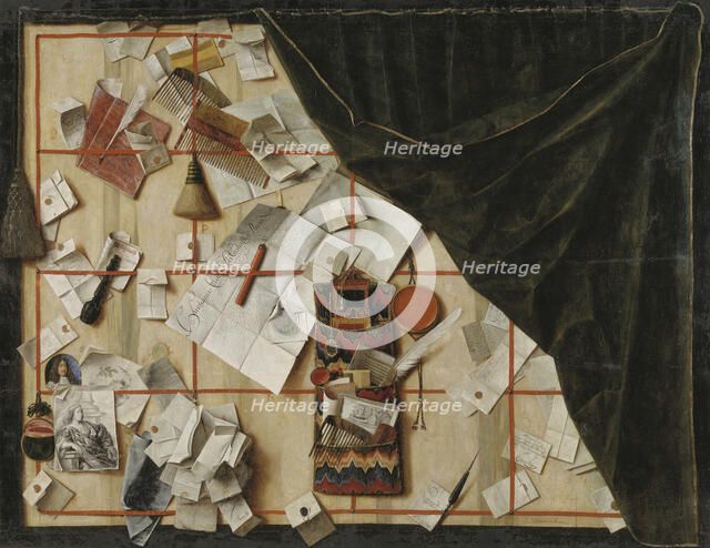 Trompe l'oeil of a Letter Rack with Christian V's Proclamation, 1671. Creator: Cornelis Norbertus Gysbrechts.