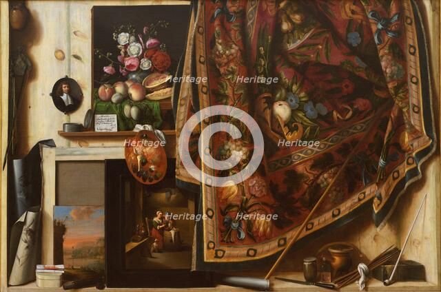 Trompe l'oeil. A Cabinet in the Artist's Studio, 1670-1671. Creator: Cornelis Norbertus Gysbrechts.
