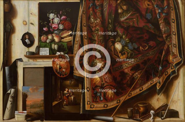 Trompe l'oeil. A Cabinet in the Artist's Studio, 1671. Artist: Gijsbrechts, Cornelis Norbertus (before 1657-after 1675)