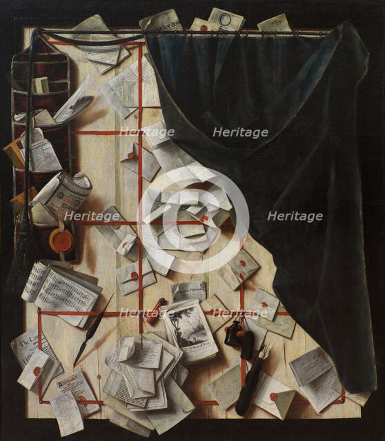 Trompe l'oeil. Board Partition with Letter Rack and Music Book, 1668. Artist: Gijsbrechts, Cornelis Norbertus (before 1657-after 1675)