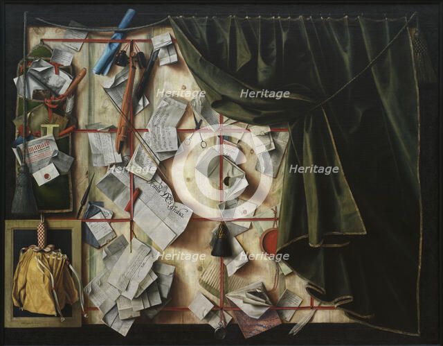 Trompe l'oeil. Letter Rack with Proclamation by Frederik III, 1672.