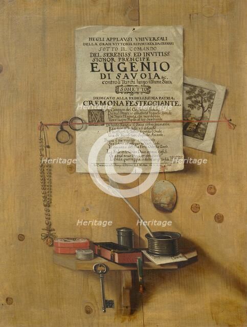 Trompe-l'oeil with a poem and writing utensils. Creator: Gianlisi, Antonio, the Younger (1677-1727).