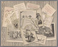 Trompe l'oeil with prints, maps and publications, in or after 1748. Creator: Anon