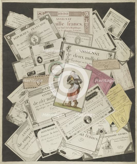 Trompe l'oeil with the Assignats, c. 1796. Artist: Hunin, Joseph (1770-1851)