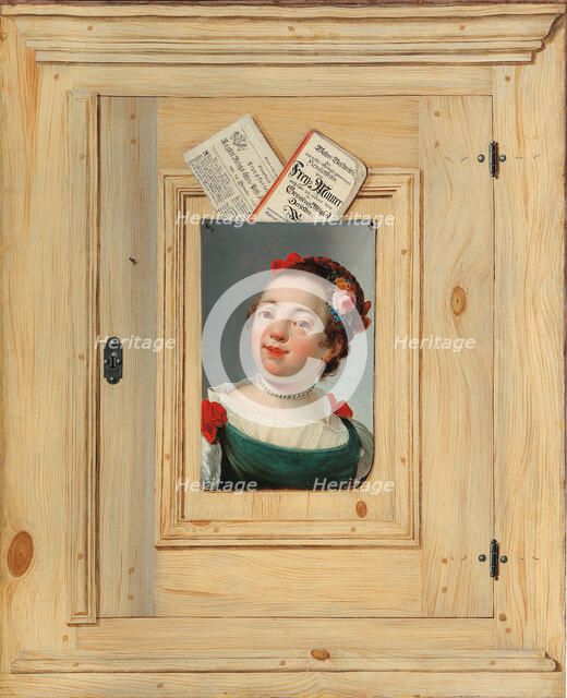 Trompe l'oeil with the portrait of a young woman, 1755. Creator: Juncker, Justus (1703-1767).